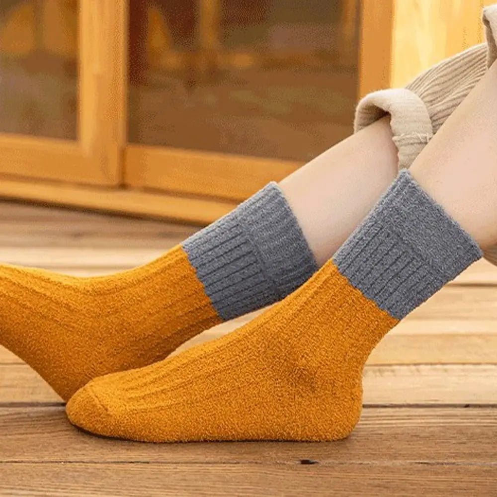 Winter Children Home Sleeping Socks  Indoor Socks Patchwork Color  Socks Mid Tube Socks Striped Socks Floor Socks