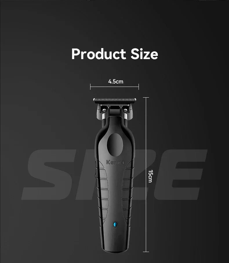 Kemei 2299 Barber Cordless Hair Trimmer 0mm Zero Gapped Carving Clipper Detailer Professional Electric Finish Cutting Machine
