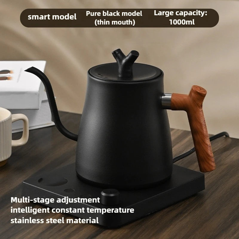1000ML Smart Temperature Control Electric Kettle - Auto Shut-Off & Boil-Dry Protection - Stainless Steel Pour-Over Coffee &