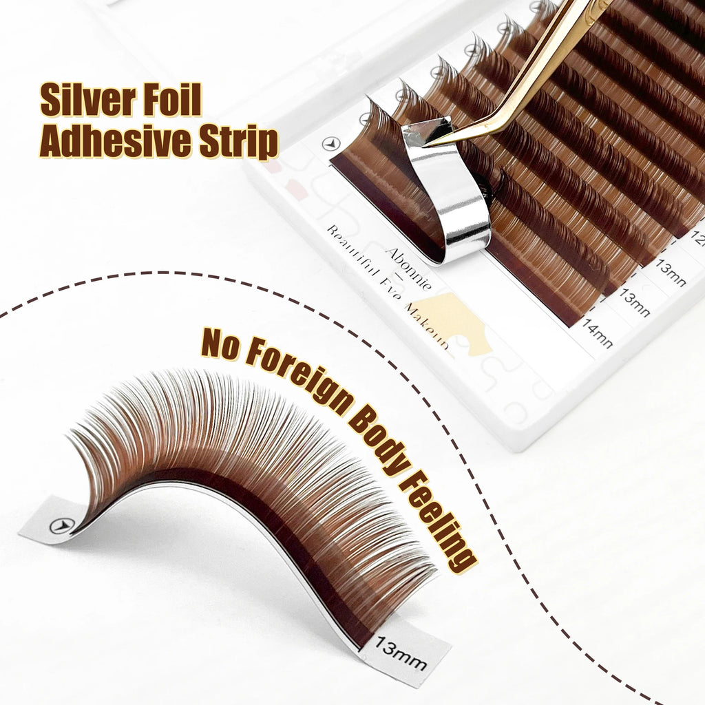 ABONNIE Cocoa Brown Individual Volume Eyelashes Extensions C CC D Brown Colored Natural Classic Mink Lashes Tray
