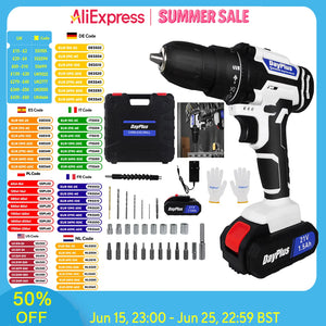 21V Portable Cordless Power Drill Set Impact Screw Driver with 1500mAh Li-Ion Rechargeable Battery 25+1 Torque Setting 45N.m