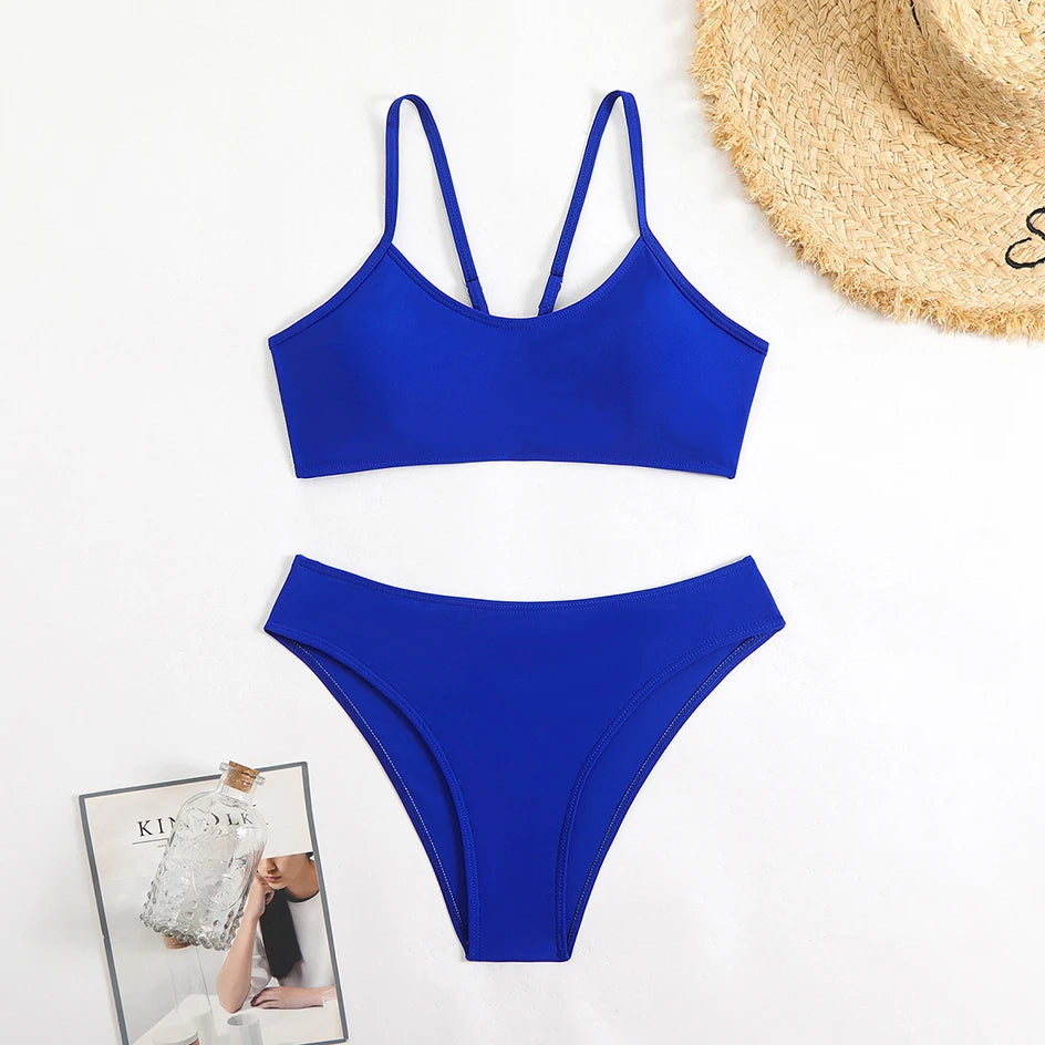 Sexy Woman Swimsuits 2025 Summer Swimwear Women's Bikinis for Female Two Pieces Beach Wear Solid Color Bikinis Set Bathing Suit