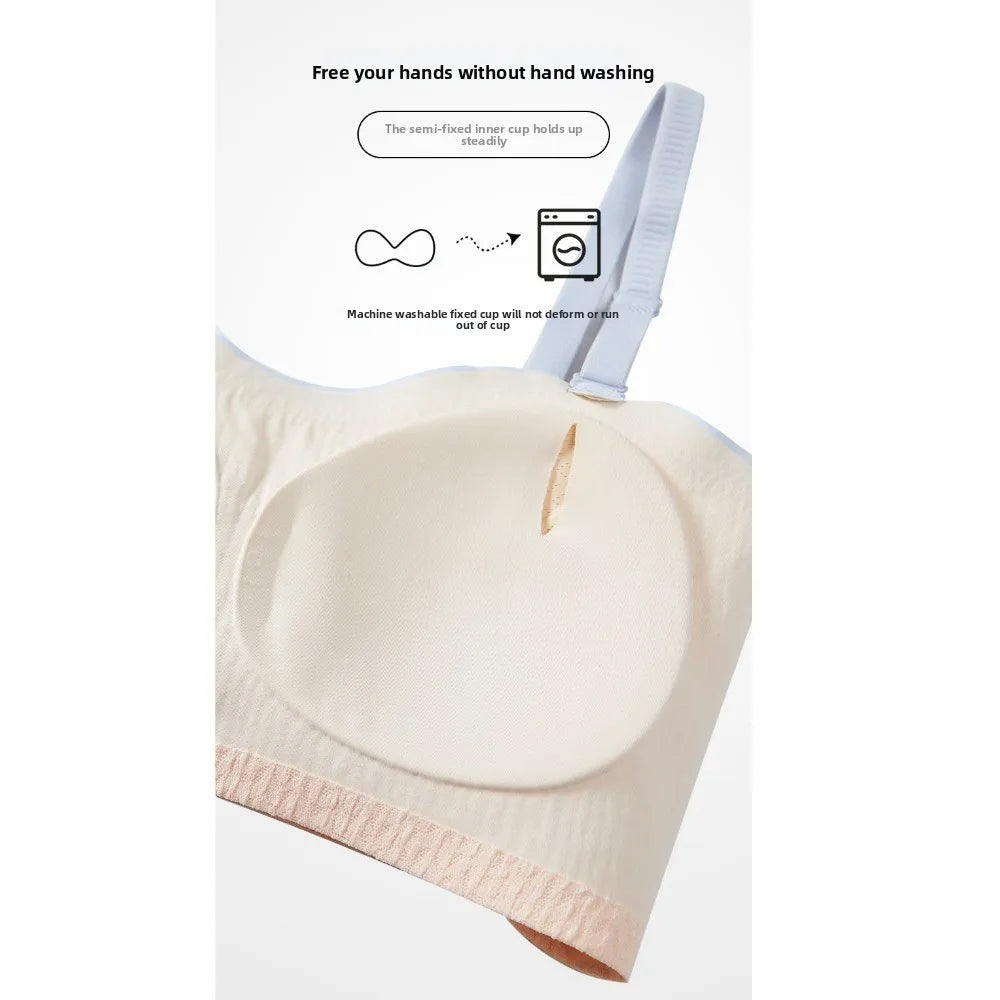 Lingerie Adjustable Wireless Bra Close-fitting Elastic Traceless Brassiere for Women Anti-sagging Gathered Breasts