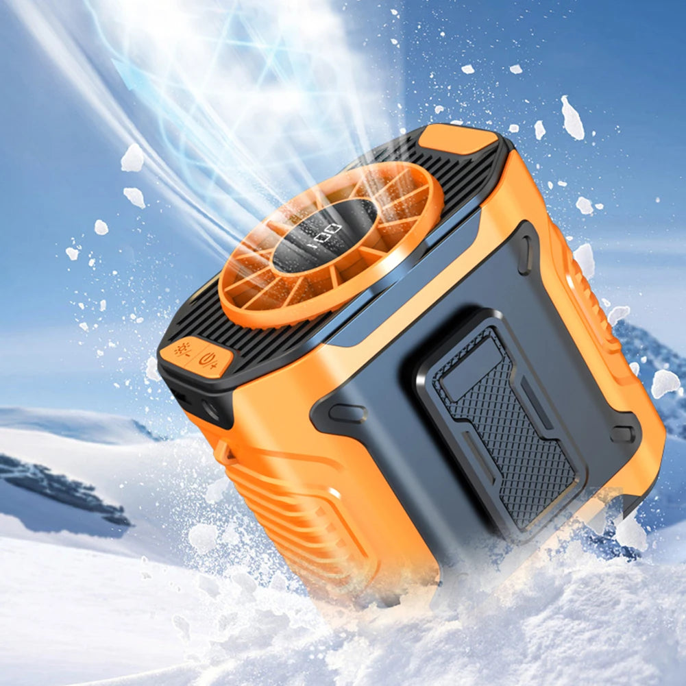 Portable Waist Fan 4000mAh Rechargeable Hanging Neck Fan Personal Wearable Belt Clip Fan with LED Flashlight for Outdoor Camping