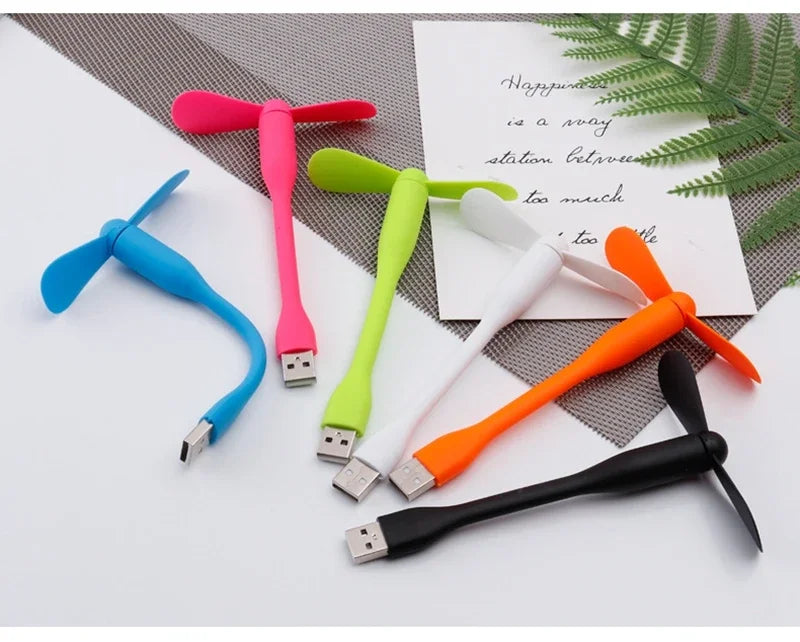 USB Electric Fan Flexible Bendable Fan For Power Bank Laptop PC AC Charger Portable Hand Cool Mini Fan Computer Summer Gadget