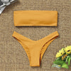 Sexy Textured Bikini 2024 Bandeau Swimsuit Women Swimwear Push Up Bikini Set Solid Bathing Suit Beach Wear Biquini Female