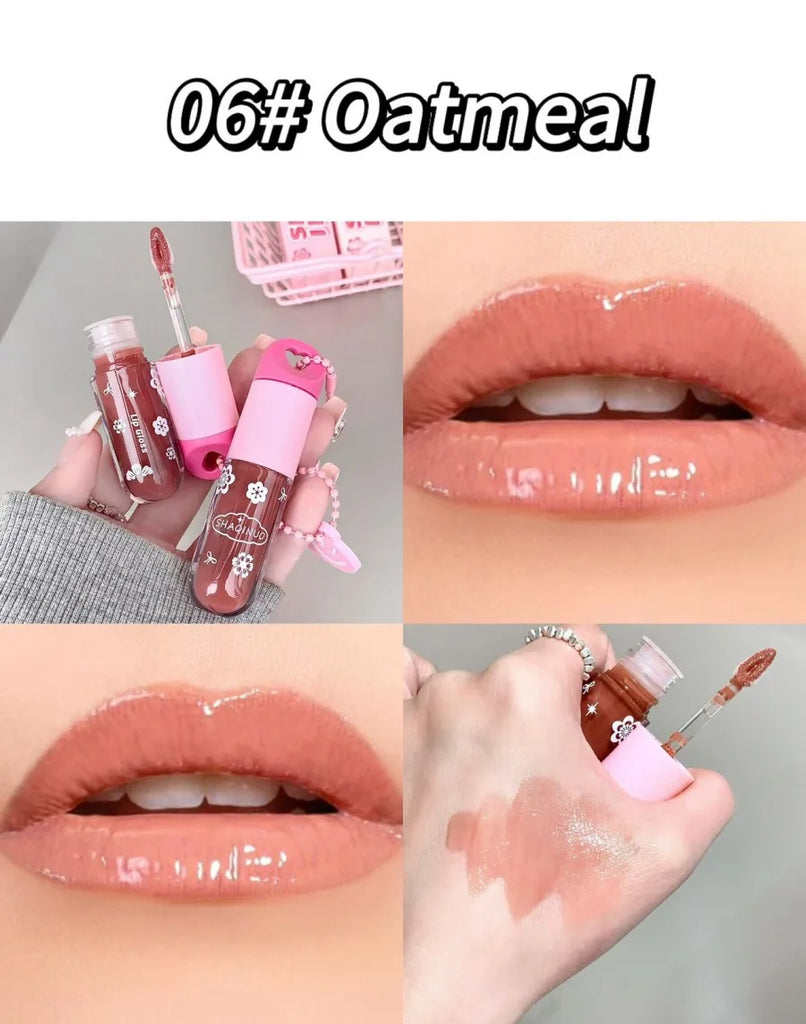 SHAQINUO Lustrous, tender and watery lip gloss, water-rich glass lips, mirror-like light makeup