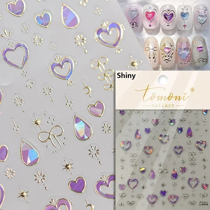 Lovely Gold Silver Black White Line Bowknot 3D Self Adhesive Nail Art Decorations Stickers Ribbon Cute Manicure Decals Wholesale