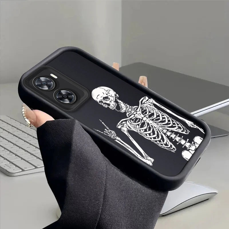 Skull Silicone Phone Case On For OPPO A57 A74 A95 A60 A78 A83 A76 A58X A96 A97 A94 A93 A73 A58 A77 A56S A55 A54 A53 4G 5G Cover