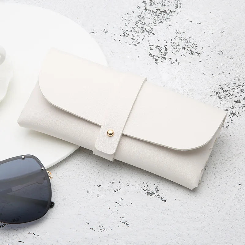 Fashion Glasses Case Handmade Soft Cover Bag For Women Buckle Clamshell Sunglasses Case PVC Leather Glasses Box