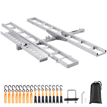 SucceBuy Motorcycle Carrier 2-Bike 600 LBS Aluminum Loading Ramp Scooter Dirt Bike Trailer Hauler for Car Truck with 2