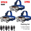 5 LED Flashlight Rechargeable with Built in Lithium Battery Strong Head Light Camping Adventure Fishing Cycling Headlamp