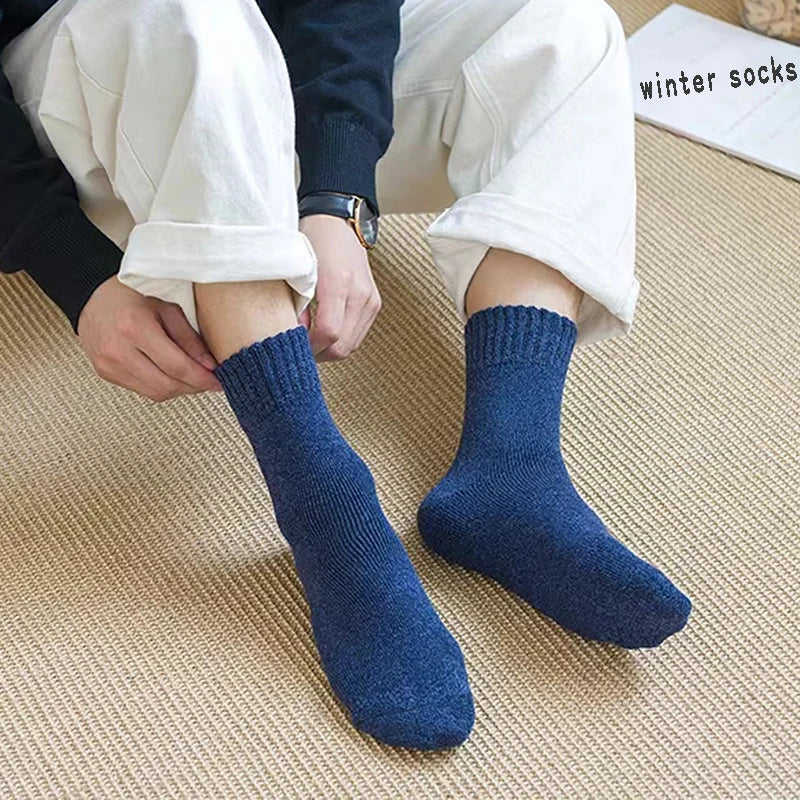 5 Pairs Thicken Warm Socks Men Autumn Winter Harajuku Socks Towel Keep Warm Winter Crew Socks Christmas Gift Socks For Man