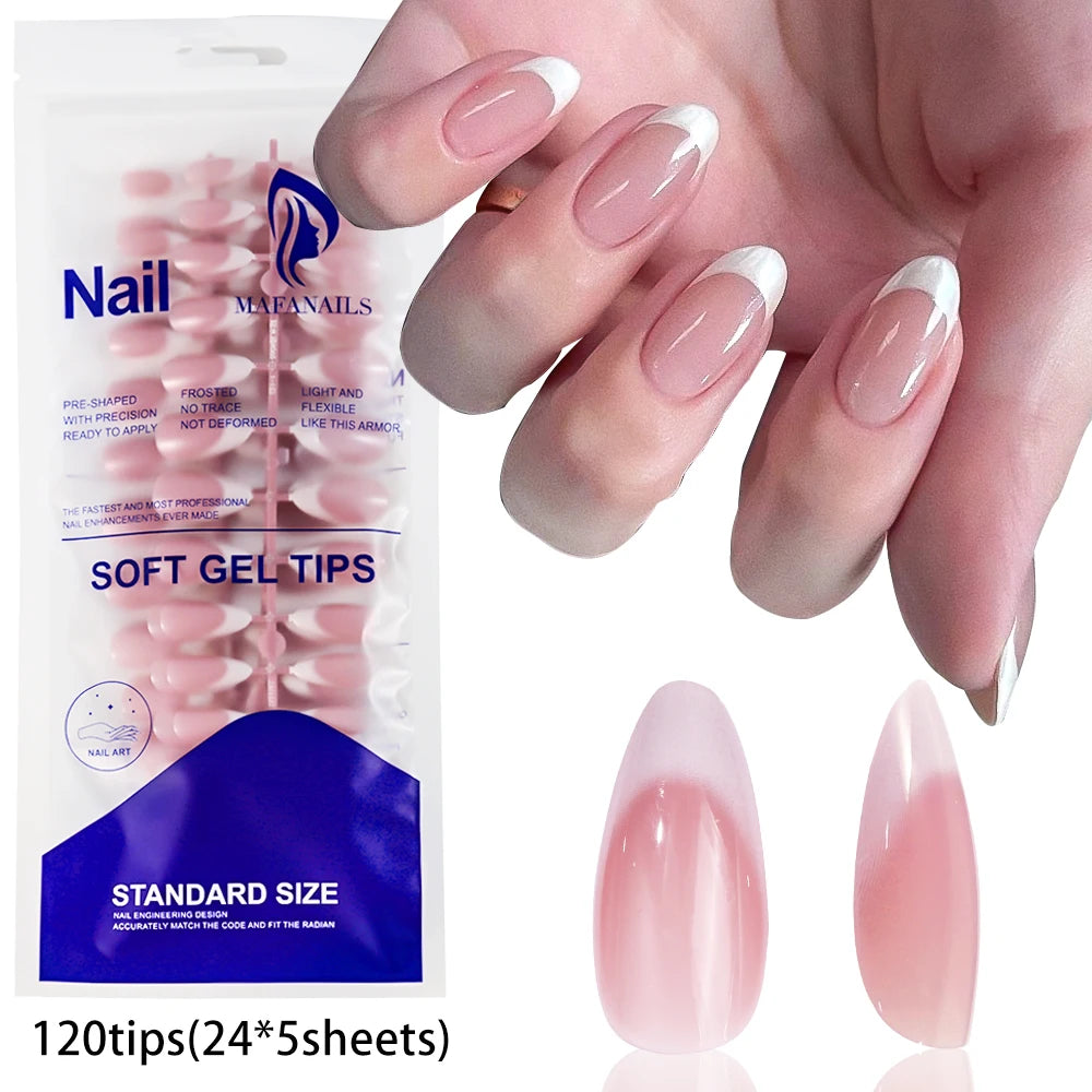 240/120Pcs Colorful French Short Square False Nails Full Cover Fake Nail Tip Extension Acrylic Wearable Ballerina Press on Nails