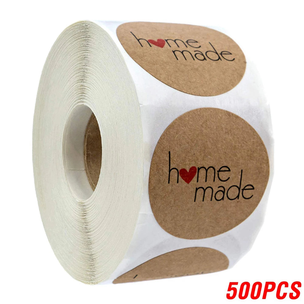 500pcs Vintage Kraft Paper Stickers Scrapbook Gift Stationery Label Stickers Handmade With Love Thank You For The Stickers
