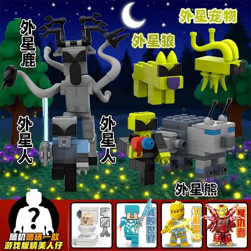 99 Nights in The Forested Owl Deer Large Collection Bricks Toys Halloween MOnster Model BUilding Blocks Kids Construction Toy