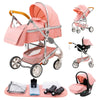 Luxurious 3 in 1 Baby Stroller Portable Travel Baby Carriage Folding Prams Aluminum Frame High Landscape Car for Newborn Baby BLACK