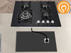 60cm Built-in Gas Hob 4 Burner | Auto Thermocouple & Safety Lock | 4-Zone Tempered Glass 8060W with Auto Ignition