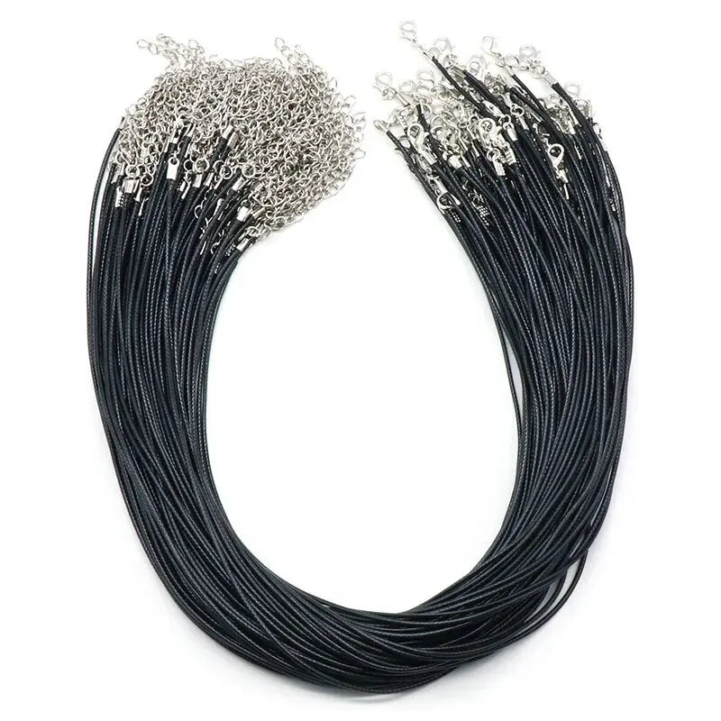 30pcs/Set 50cm Leather Rope Waxed Wire Necklace Rope Lobster Clasp Black Leather Pendant Lanyard Necklace Diy Jewelry Accessory