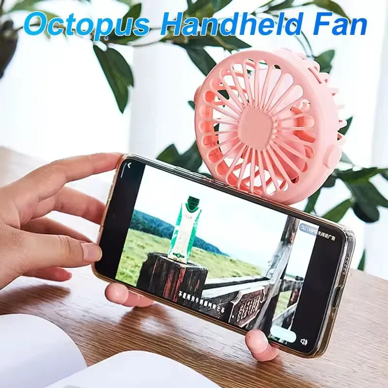 Mini Octopus Fan Baby Stroller Fan Hand Held USB Charging Bladeless Small Folding Fans Mini Silent Table Outdoor Cooler