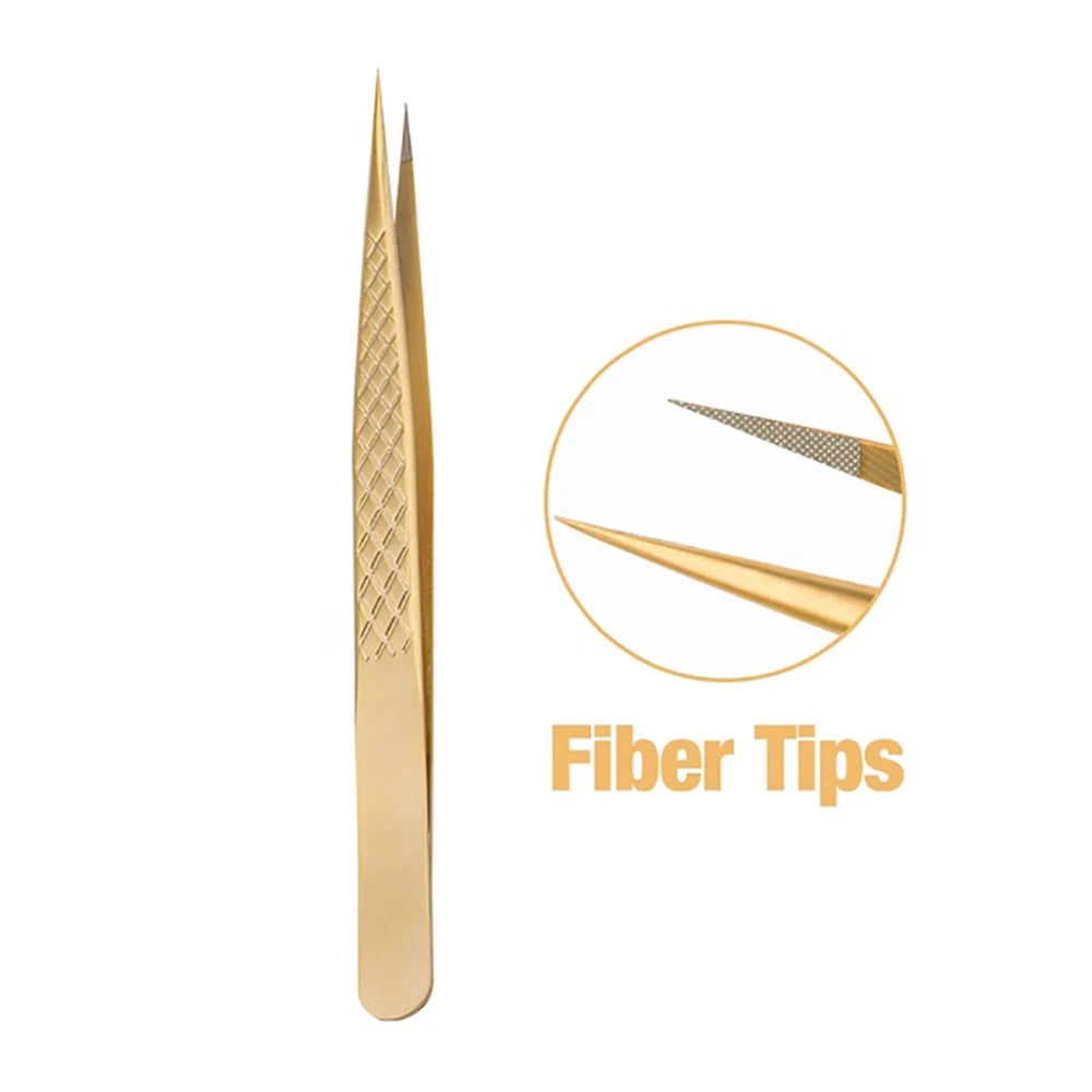 Fadvan Tweezers for Lashes Extension Fiber Tips Stainless Steel Makeup Tweezers Anti-static Free Print Your Logo