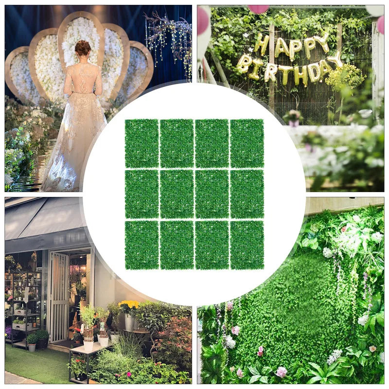 12pcs 40*60cm Artificial Hedge Christmas Decorations Fake Plants Panel Wedding Grass Mat Garden Backyard Wall Decor Home Garden