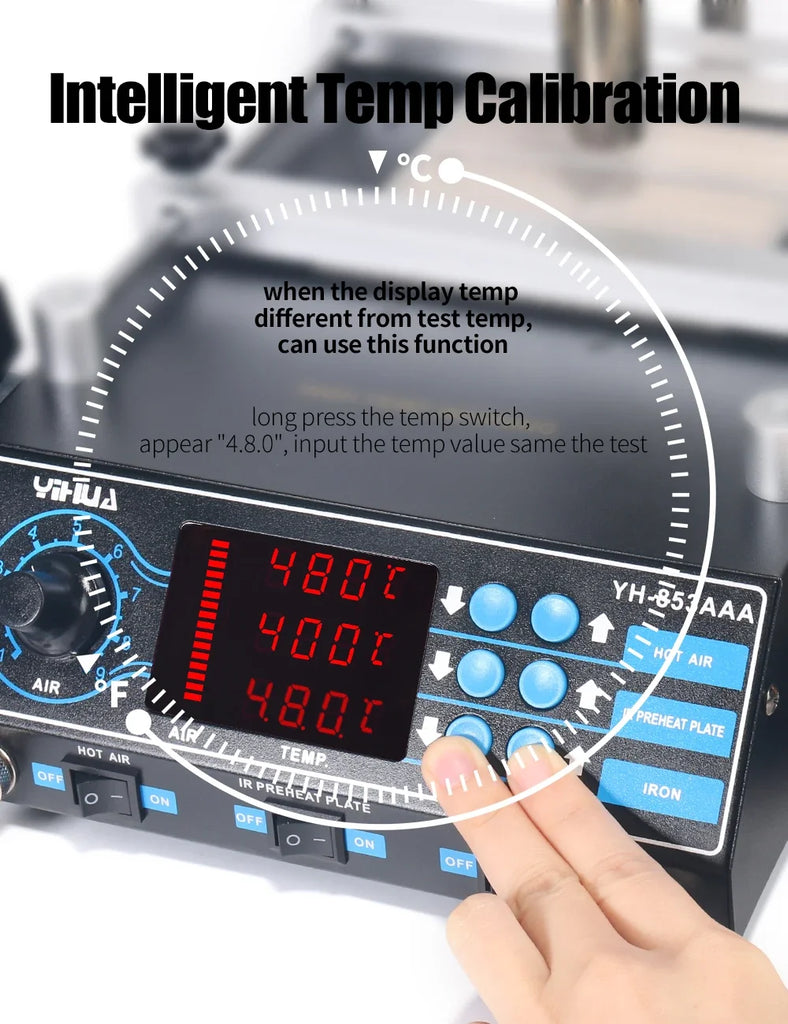 YIHUA 853AAA Preheating Rework Soldering Station 3in 1 Hot Air Gun Soldering Iron Welding Repair Tools BGA Desoldering Stations