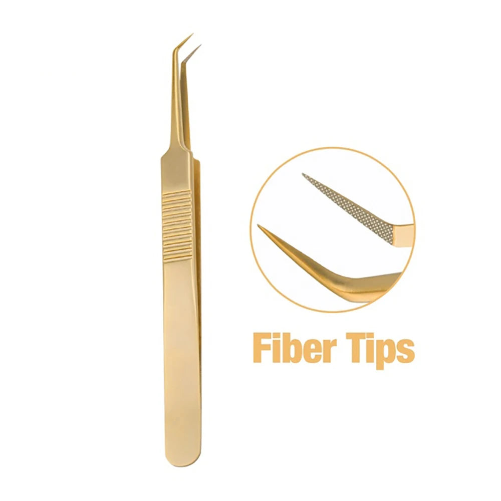 Fadvan Tweezers for Lashes Extension Fiber Tips Stainless Steel Makeup Tweezers Anti-static Free Print Your Logo