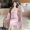Sexy Lace Wedding Nighty&Robe Set Dress New Women Nightwear Suspender Nightgown Chemise Sleepwear Lingerie Silk Satin Home Wear