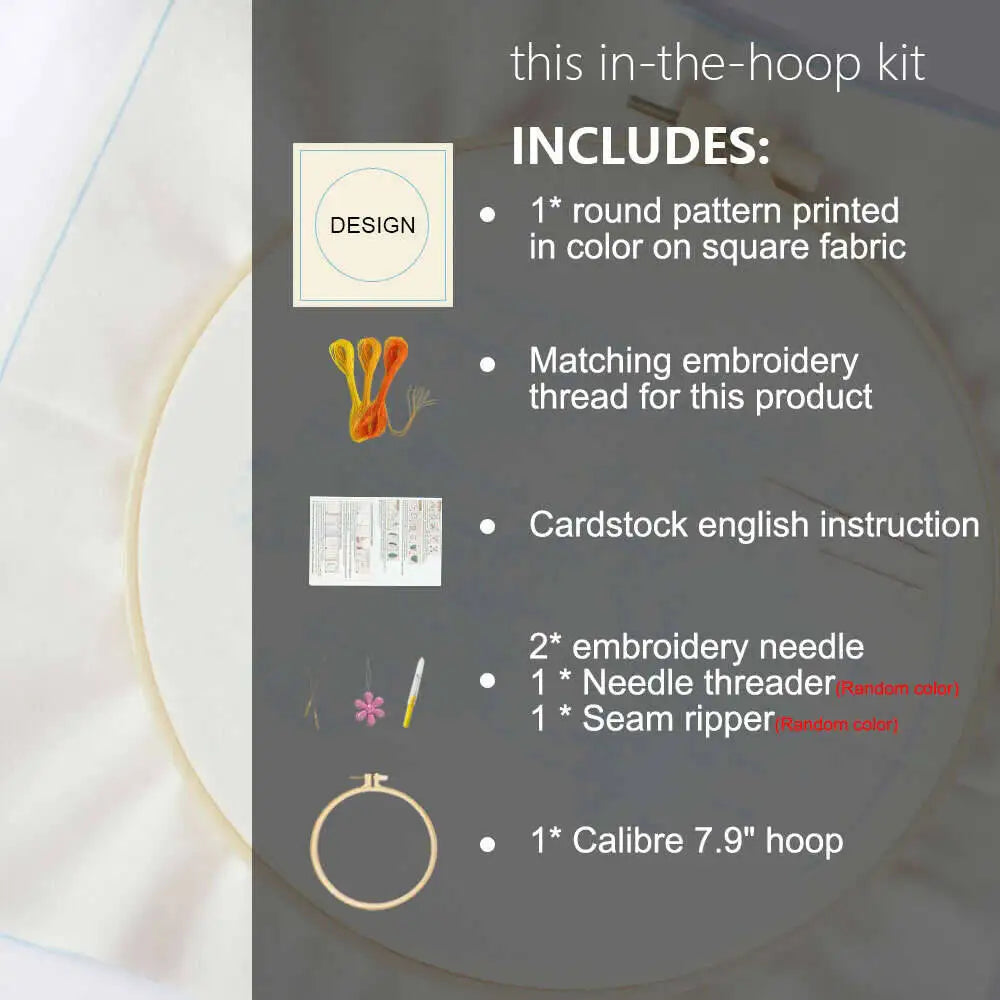 1set Embroidery Kits Flower With Hoop Needlework Suitable Beginners Pattern Floral Thread DIY Handmade Home Decor