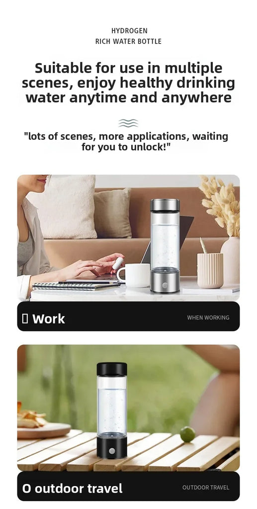 Portable Electric Hydrogen Generator Water Cup Filter Ionizer Maker Hydrogen-Rich Water Cup Anti-Aging Hydrogen Water Bottle
