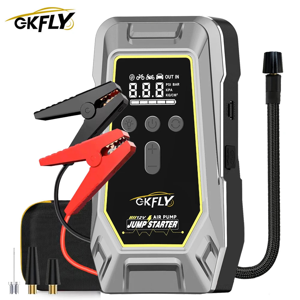 2000A Car Jump Starter Air Pump Multi-Function 4 In 1 Air Compressor Power Bank Car Battery Starter Starting Auto Tyre Inflator