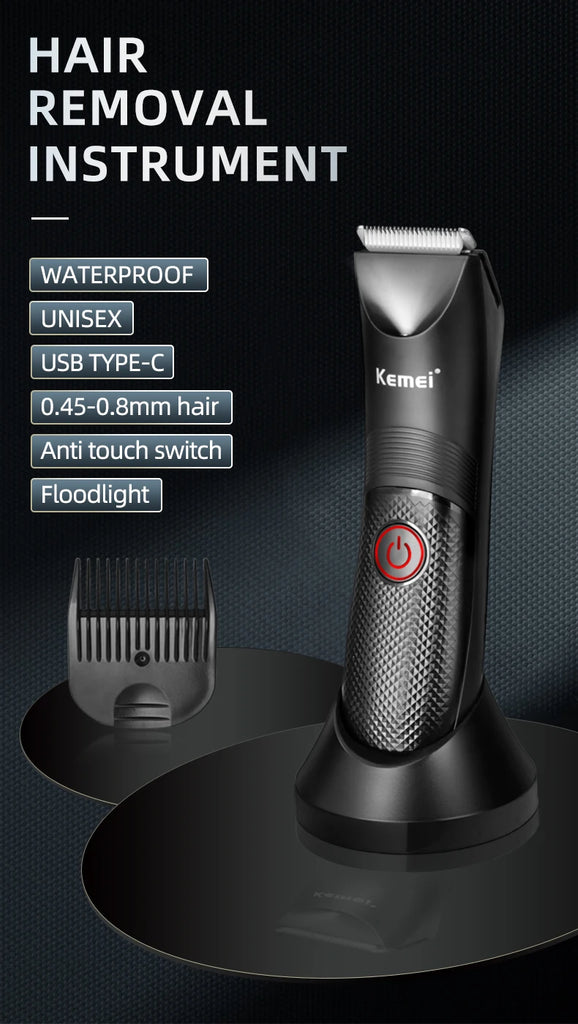 Kemei Groin Area Hair Trimmer Body Hair Hygiene Razor Ceramic Blade Waterproof Wet Dry Clippers Electric Shaving Machine KM-1838