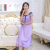 Sexy Nightgown Women 2025 Long Female Summer Short Sleepwear Faux Satin Bow Nightdress Round Neck Nightwear For Ladies  Nighty