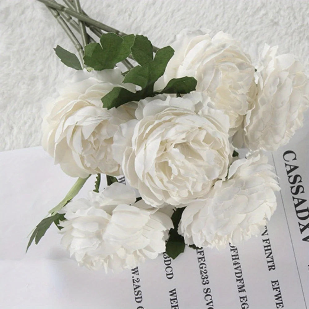 10 Pcs Artificial Flower Peony 11.8in Fake Flower Western Rose Tea Rose for Wedding Home Party Table Decor Christmas Decorations