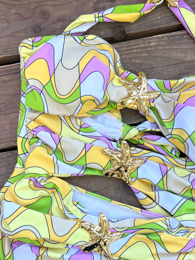 Sexy Starfish Bikini Set With Skirt Women Two-Pieces Swimsuit 2025 New High Fork Skirt Set Biquini Swimwear For Girl Clothing