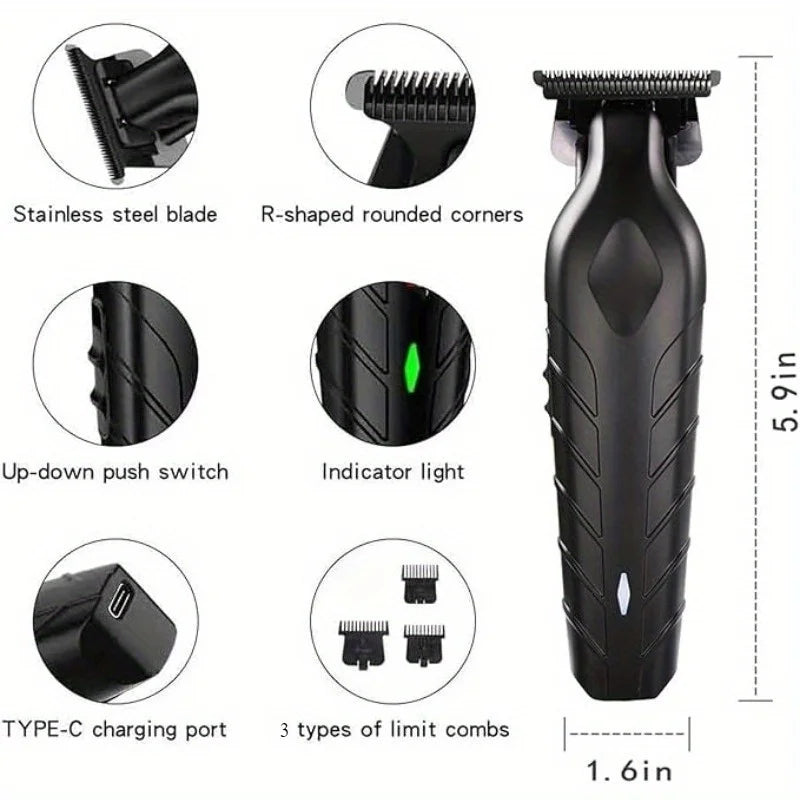Men's Hair Clippers Trimmer Set - USB Rechargeable Lithium Battery ABS Body,Cordless Barber Clipper Haircut Grooming Kit