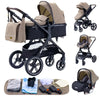 Luxurious 3 in 1 Baby Stroller Portable Travel Baby Carriage Folding Prams Aluminum Frame High Landscape Car for Newborn Baby BLACK