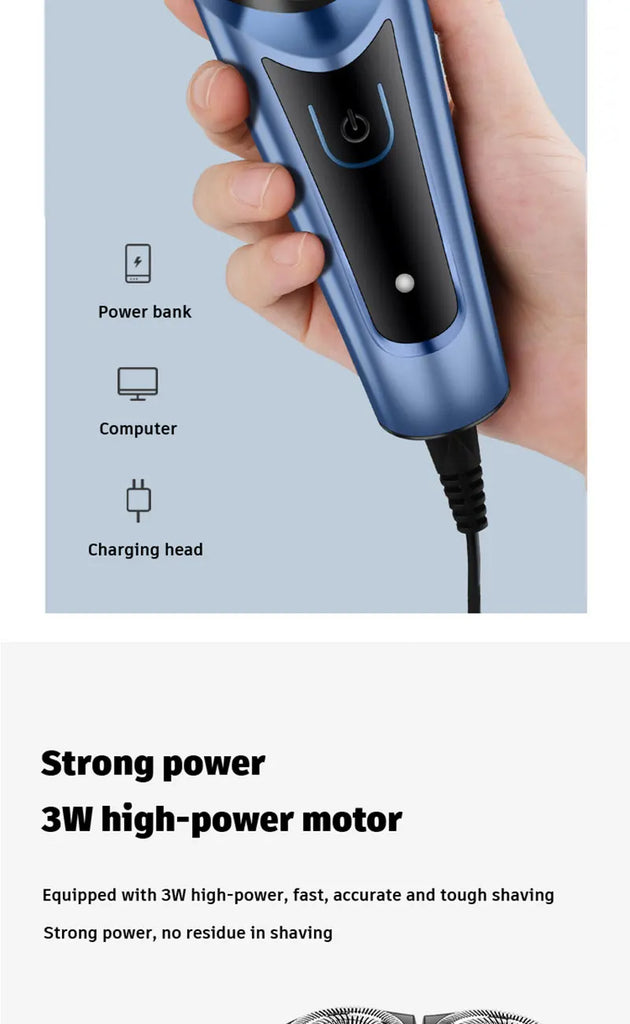 Shaver for Men USB Electric Shaver Powerful Beard Shaving Machine Electric Razor Rechargeable Waterproof