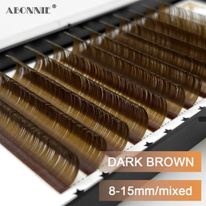 ABONNIE Dark Brown Eyelash Extension Mix 8-15mm Mink Individual Eyelash Lashes High Quality Color Natural Korean Eyelashes