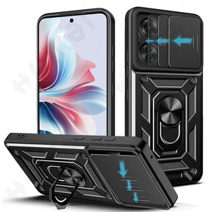 Case for OPPO Reno 11F 11 10 5G Pro Camera Lens Cover Phone Case Ring Stand Armor TPU Antill Silicone Rotate Cover