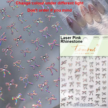 Load image into Gallery viewer, Lovely Gold Silver Black White Line Bowknot 3D Self Adhesive Nail Art Decorations Stickers Ribbon Cute Manicure Decals Wholesale