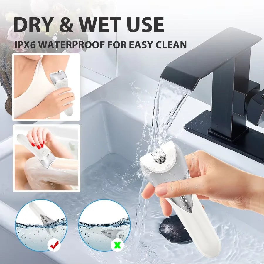 7in1 Electric Razor Bikini Line Trimmer Facial Massager Foot Callus Remover Body Hair Removal for Women Men Waterproof Epilator