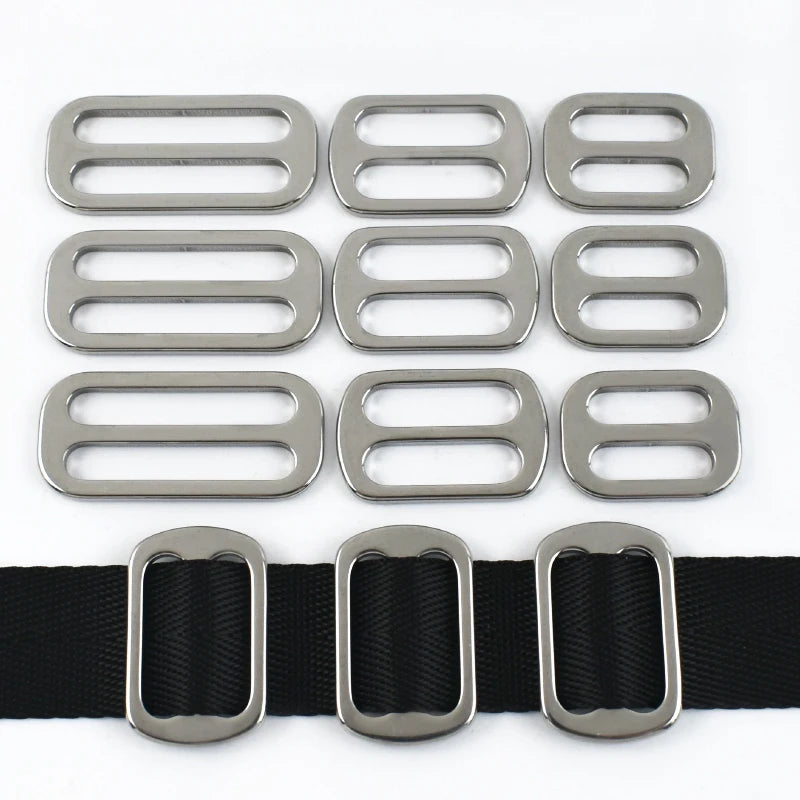 2-10Pcs 20-38mm Stainless Steel Bag Strap Buckles Tri-Glide Slider Ring Buckle Garment Belt Clip Clasp Adjuster Hook Accessories