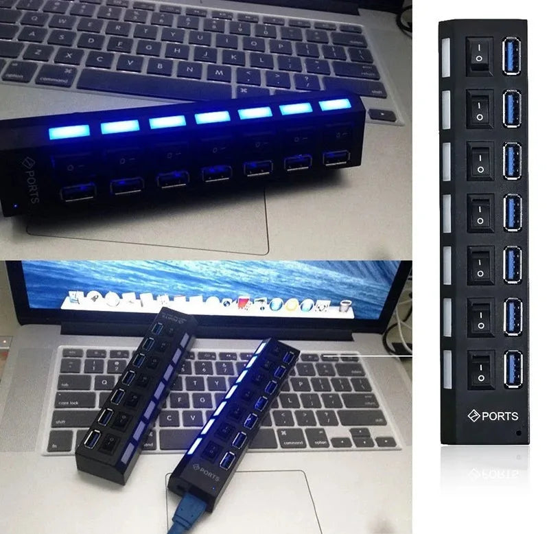 Switch Extension Hub 7-port USB2.0 Hub Computer USB Extension Hub One Drag Seven USB2.0 Splitter PC Laptop DesktopSwitch Extensi