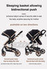 Luxurious 3 in 1 Baby Stroller Portable Travel Baby Carriage Folding Prams Aluminum Frame High Landscape Car for Newborn Baby BLACK