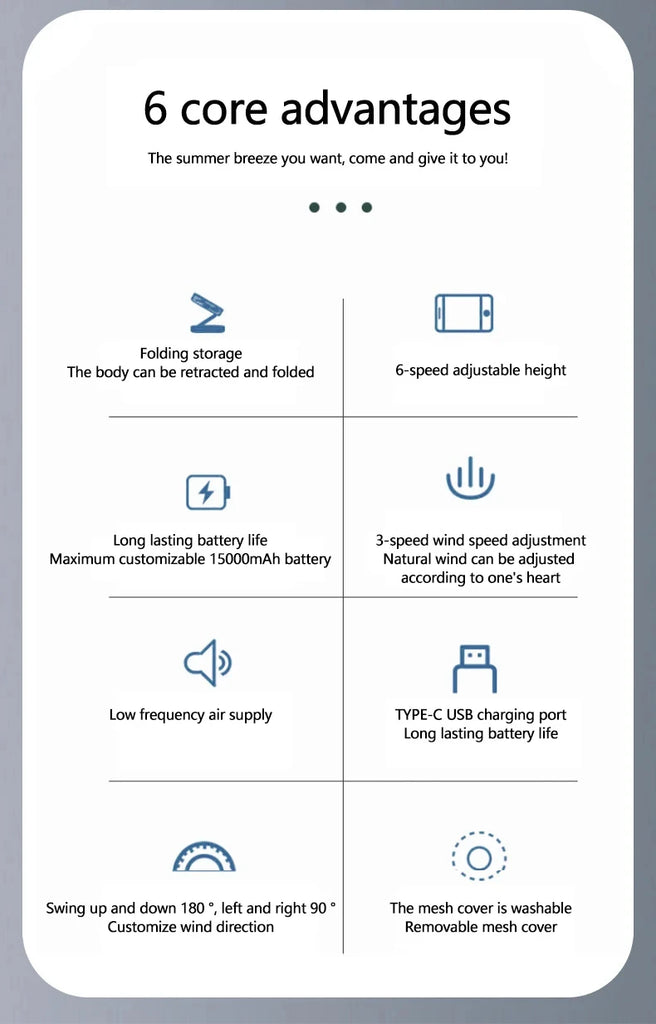 Portable Oscillating Standing Fan with Remote Controller Foldable Desk Fan Rechargeable Battery Powered Pedestal Fan for Camping
