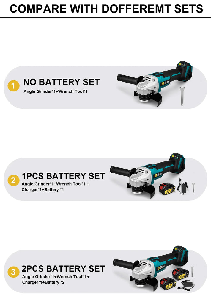 Gisam 125MM Brushless Electric Angle Grinder Variable Speed M14 Cutting Machine Woodworking Tool for Makita 18v Battery Pin