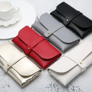 Fashion Glasses Case Handmade Soft Cover Bag For Women Buckle Clamshell Sunglasses Case PVC Leather Glasses Box