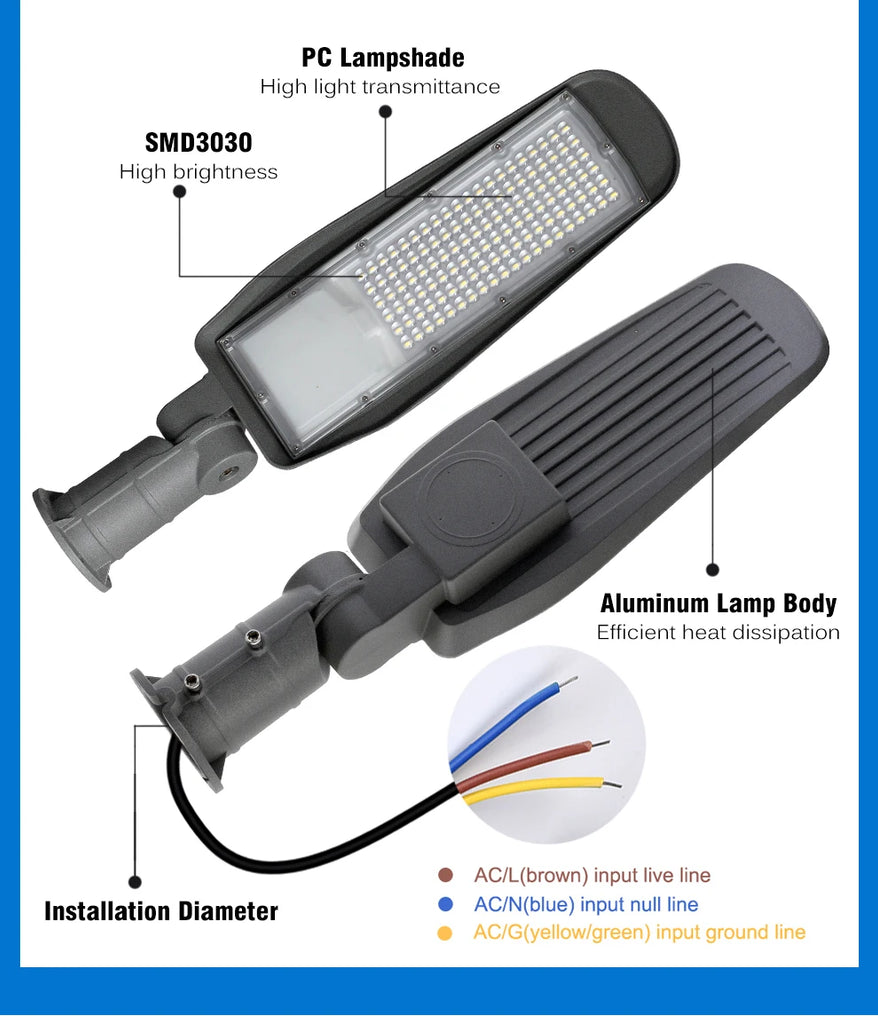New Outdoor Street Lightf 50W 100W 150W 200W High Power Ultra Bright Waterproof Garage Courtyard Lighting Spotlight